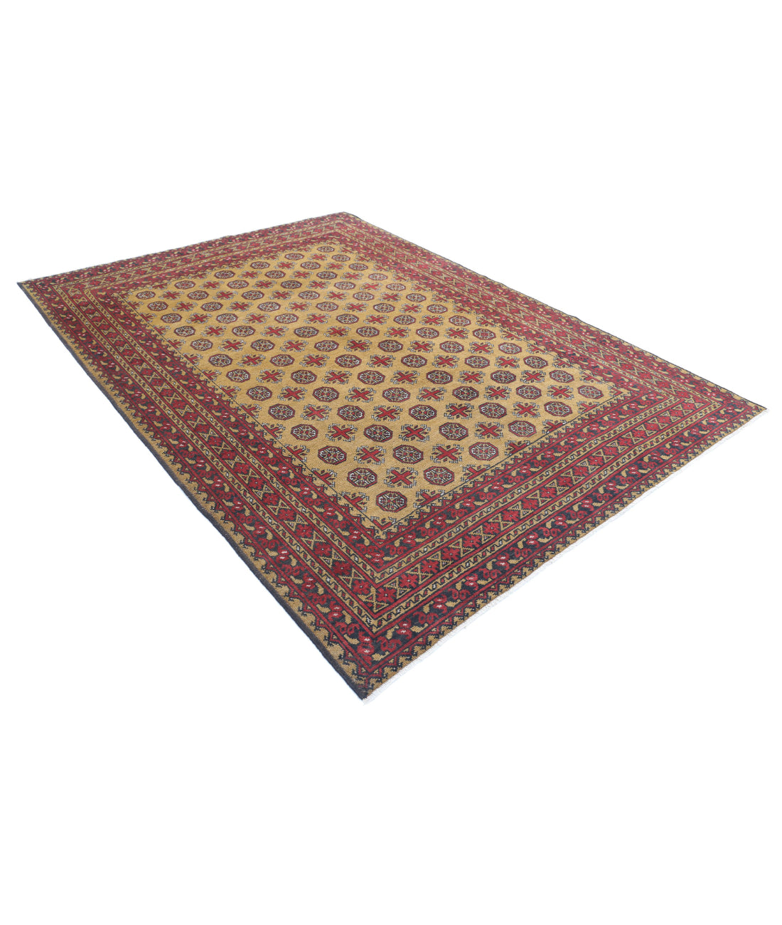 Revival 6'8'' X 9'4'' Hand-Knotted Wool Rug 6'8'' x 9'4'' (200 X 280) / Gold / Red