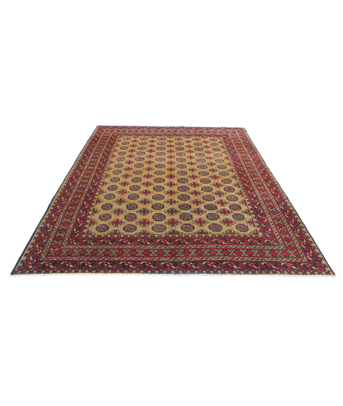 Revival 6'8'' X 9'4'' Hand-Knotted Wool Rug 6'8'' x 9'4'' (200 X 280) / Gold / Red