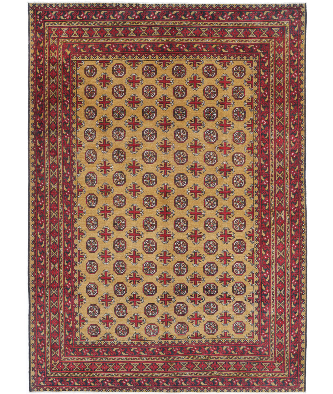 Revival 6'8'' X 9'4'' Hand-Knotted Wool Rug 6'8'' x 9'4'' (200 X 280) / Gold / Red