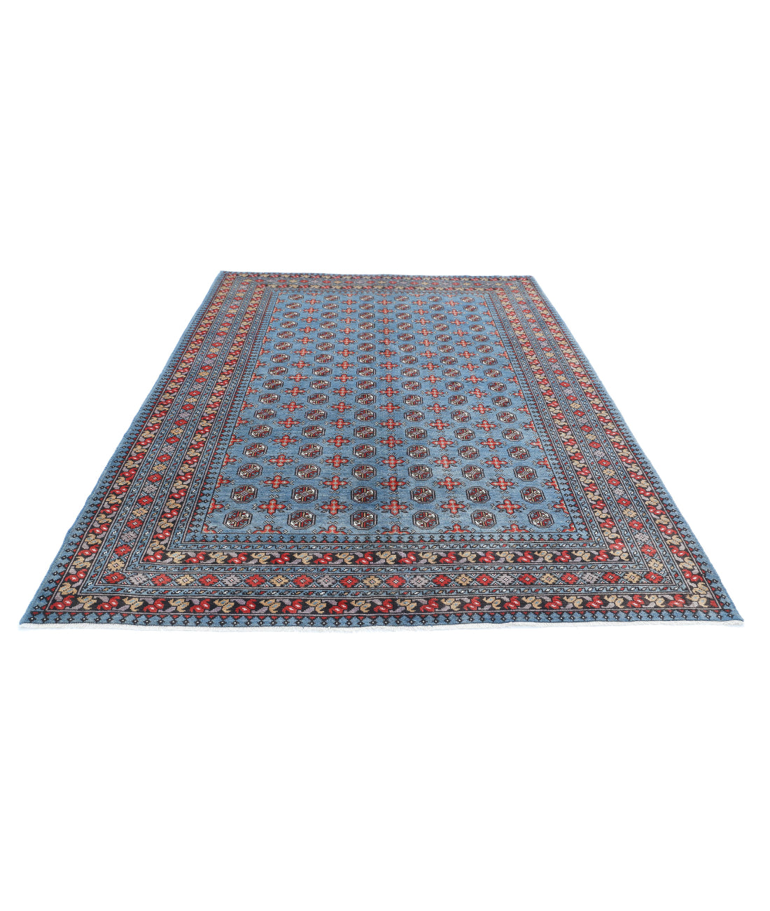 Revival 6'8'' X 9'7'' Hand-Knotted Wool Rug 6'8'' x 9'7'' (200 X 288) / Blue / Red