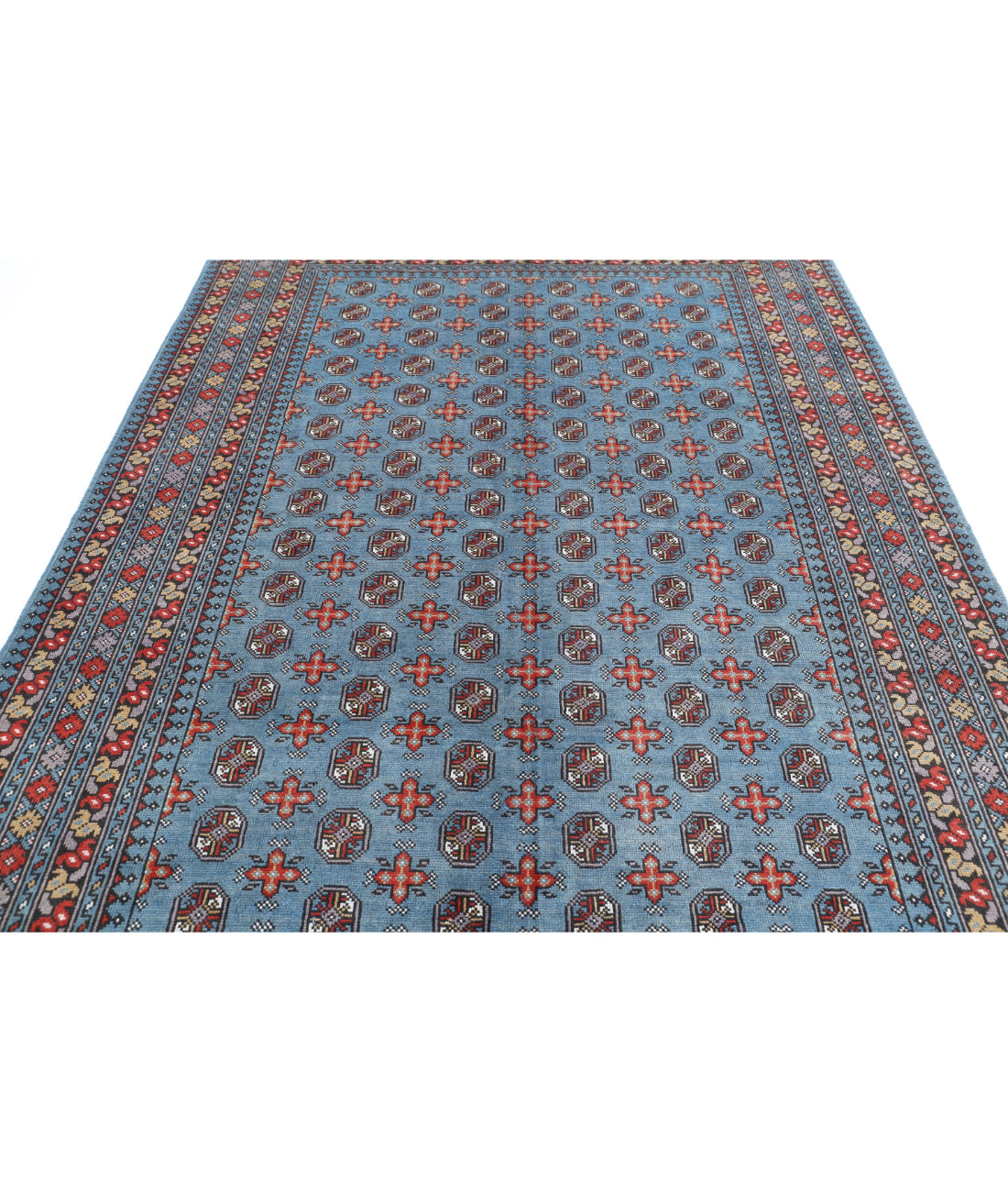 Revival 6'8'' X 9'7'' Hand-Knotted Wool Rug 6'8'' x 9'7'' (200 X 288) / Blue / Red