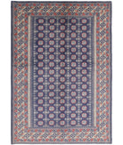 Revival 6'5'' X 9'4'' Hand-Knotted Wool Rug 6'5'' x 9'4'' (193 X 280) / Blue / Ivory