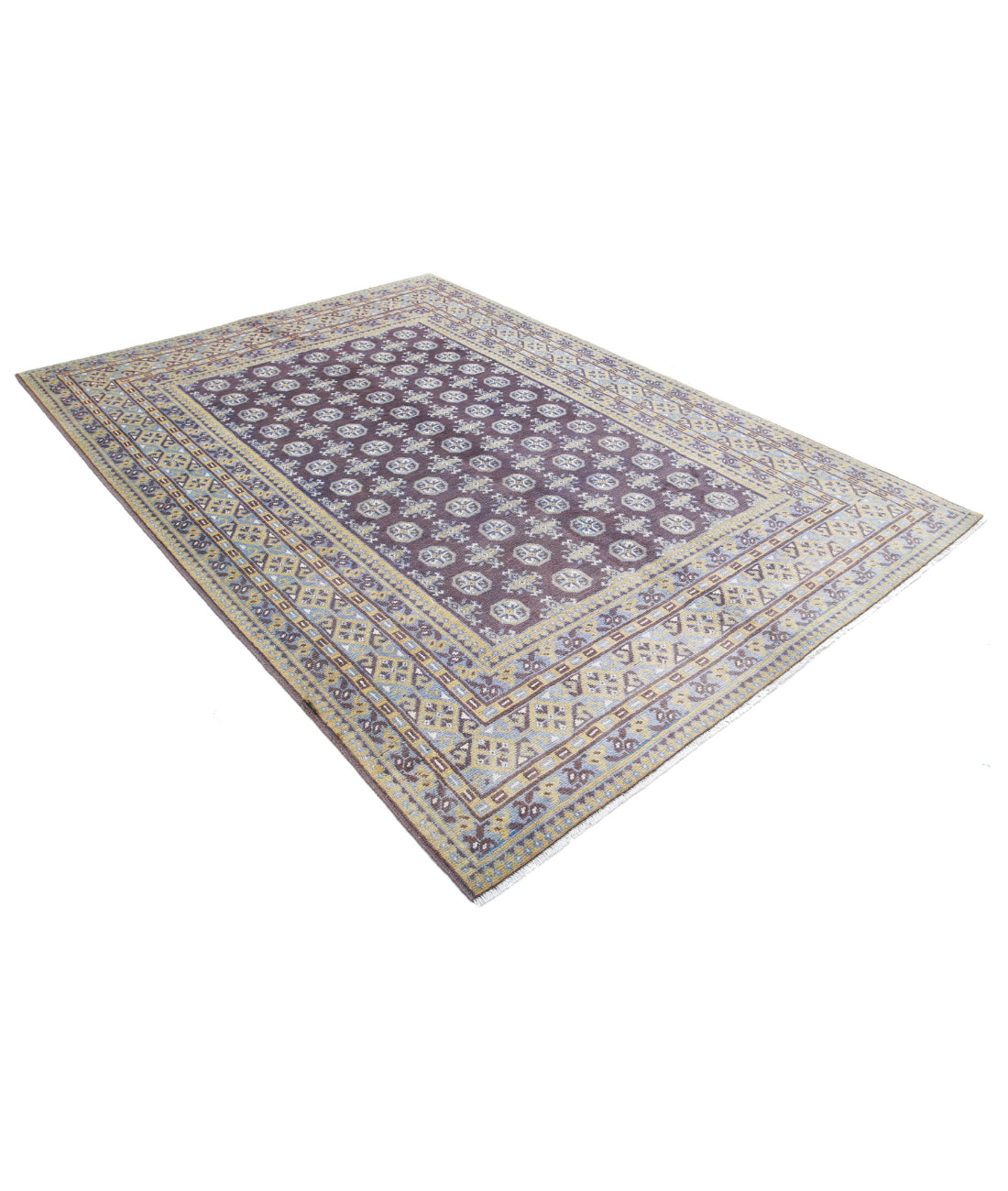 Revival 6'6'' X 9'5'' Hand-Knotted Wool Rug 6'6'' x 9'5'' (195 X 283) / Purple / Taupe