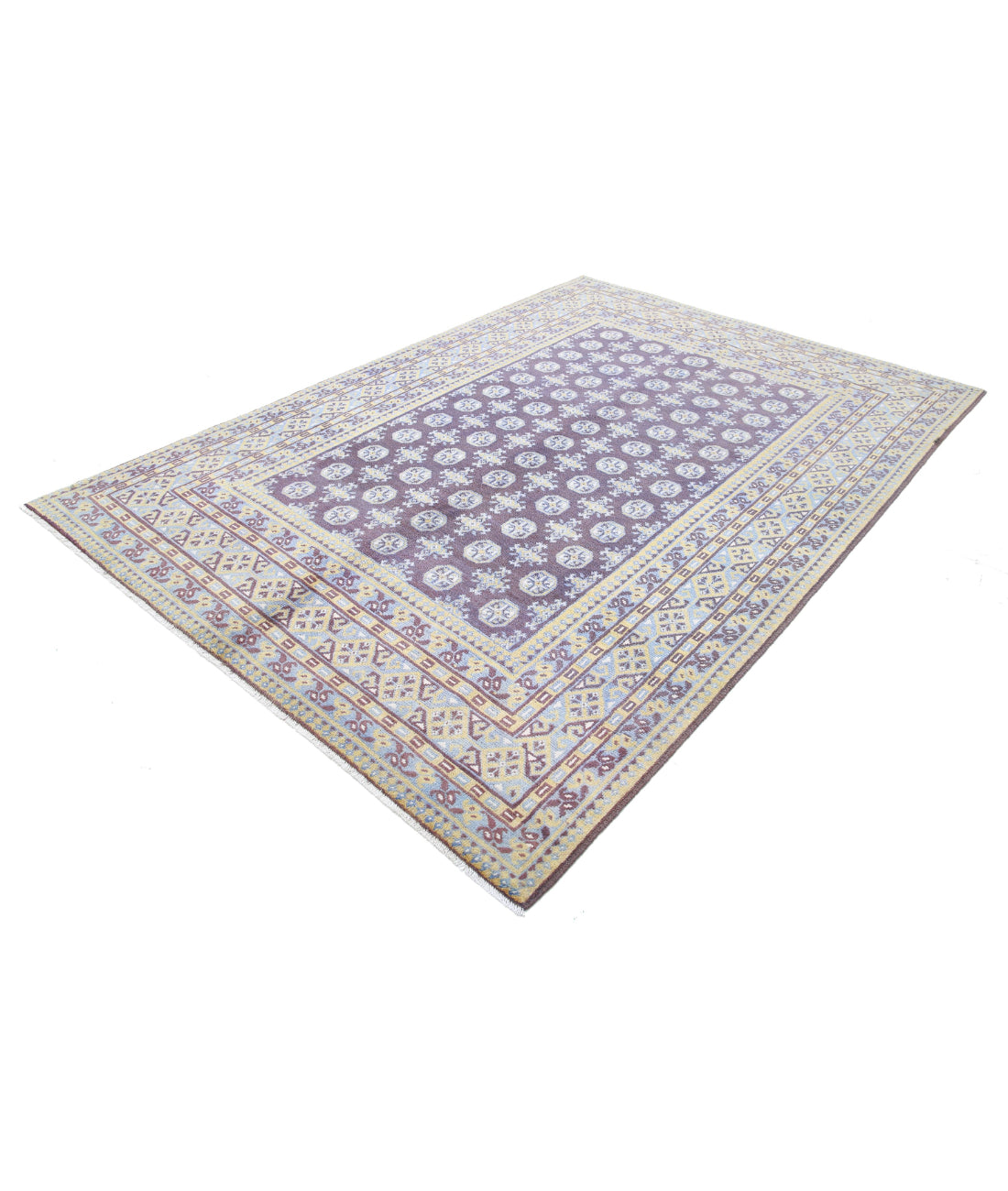 Revival 6'6'' X 9'5'' Hand-Knotted Wool Rug 6'6'' x 9'5'' (195 X 283) / Purple / Taupe