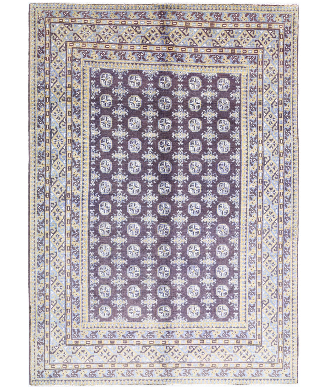 Revival 6'6'' X 9'5'' Hand-Knotted Wool Rug 6'6'' x 9'5'' (195 X 283) / Purple / Taupe