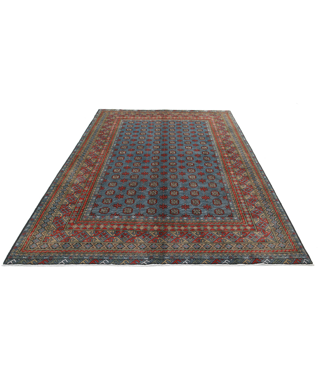 Revival 6'8'' X 9'10'' Hand-Knotted Wool Rug 6'8'' x 9'10'' (200 X 295) / Blue / Gold