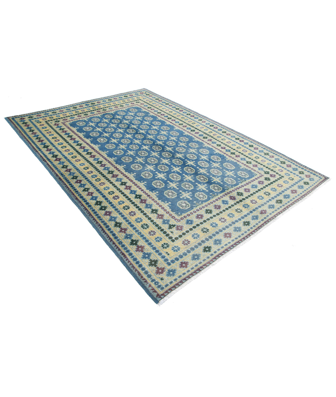 Revival 6'6'' X 9'4'' Hand-Knotted Wool Rug 6'6'' x 9'4'' (195 X 280) / Blue / Gold