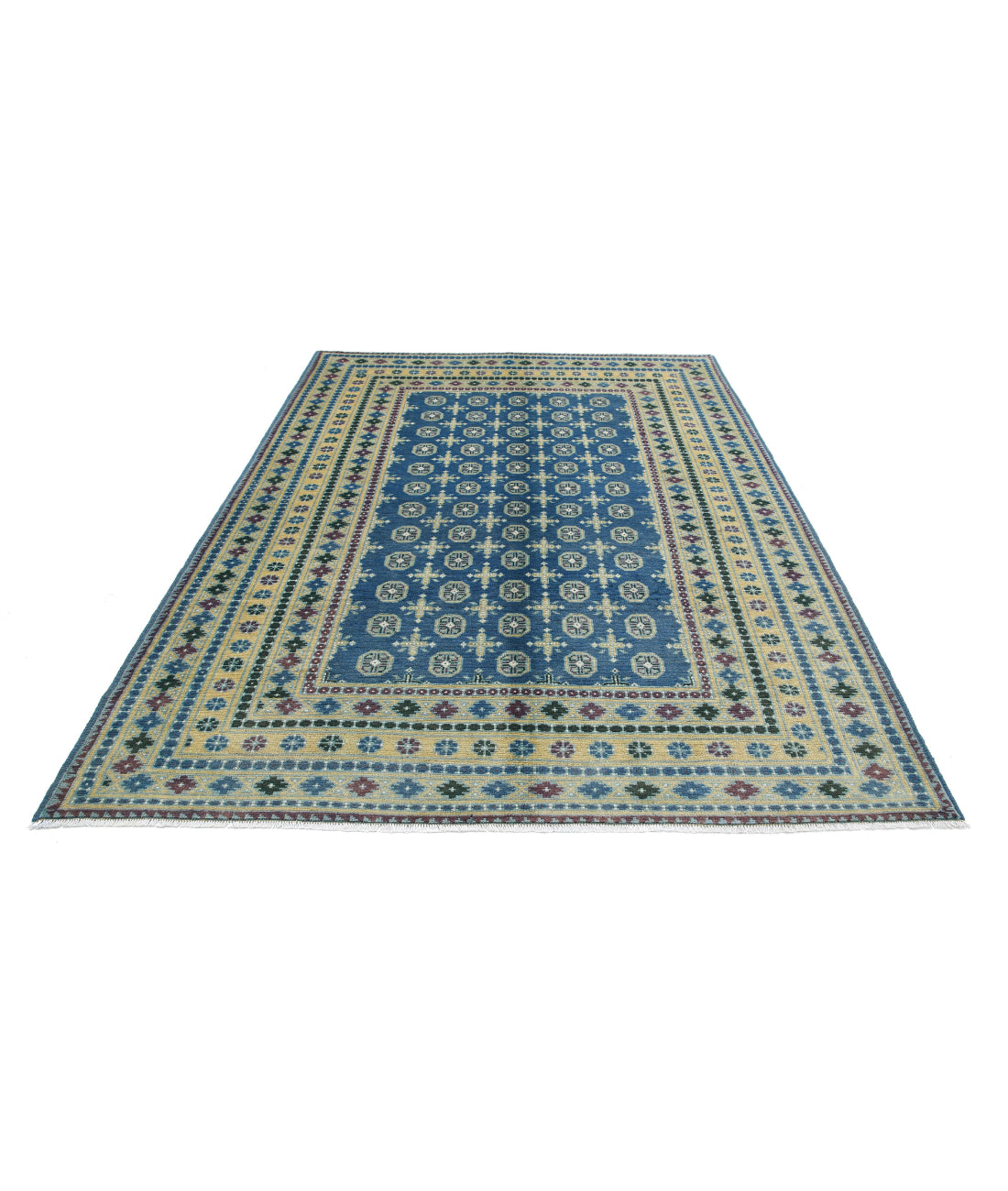 Revival 6'6'' X 9'4'' Hand-Knotted Wool Rug 6'6'' x 9'4'' (195 X 280) / Blue / Gold