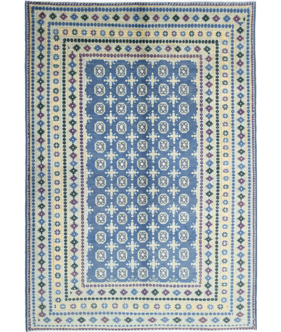 Revival 6'6'' X 9'4'' Hand-Knotted Wool Rug 6'6'' x 9'4'' (195 X 280) / Blue / Gold