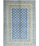 Revival 6'6'' X 9'4'' Hand-Knotted Wool Rug 6'6'' x 9'4'' (195 X 280) / Blue / Gold