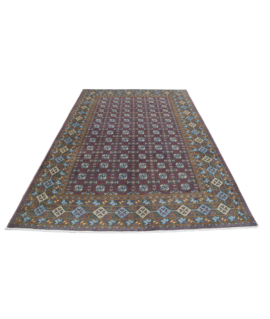 Revival 6'6'' X 9'7'' Hand-Knotted Wool Rug 6'6'' x 9'7'' (195 X 288) / Purple / Taupe