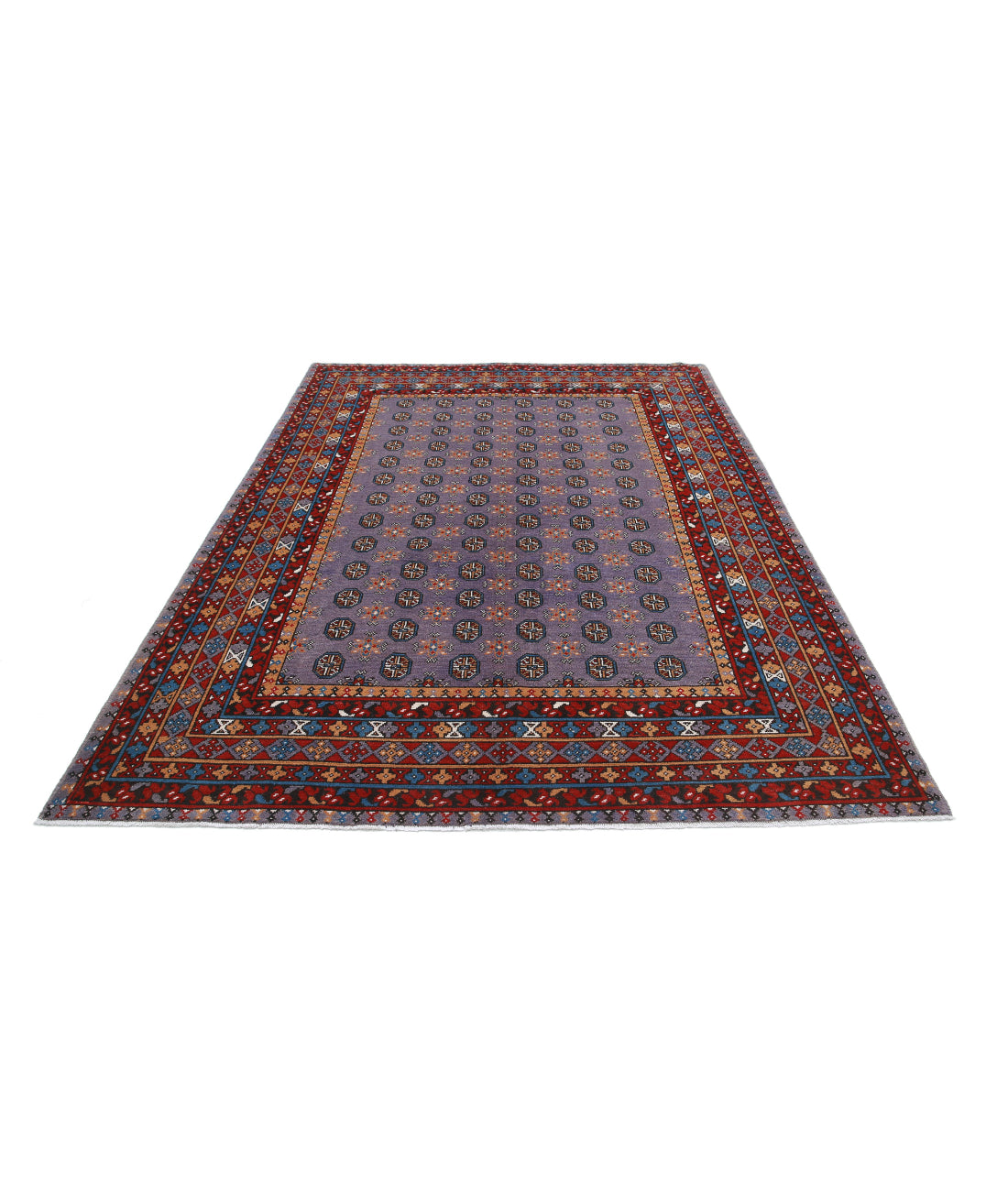 Revival 6'6'' X 9'3'' Hand-Knotted Wool Rug 6'6'' x 9'3'' (195 X 278) / Purple / Red