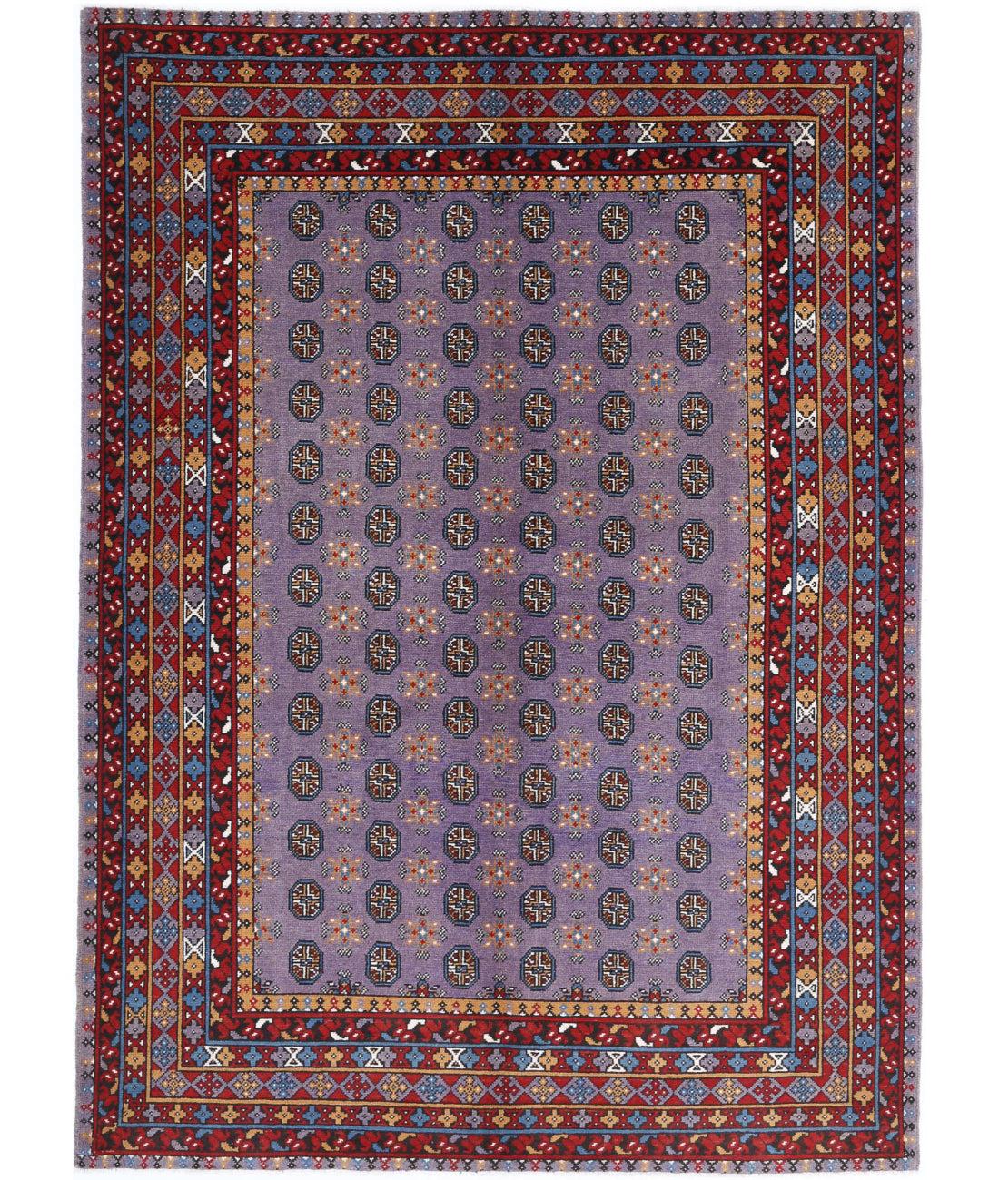 Revival 6'6'' X 9'3'' Hand-Knotted Wool Rug 6'6'' x 9'3'' (195 X 278) / Purple / Red