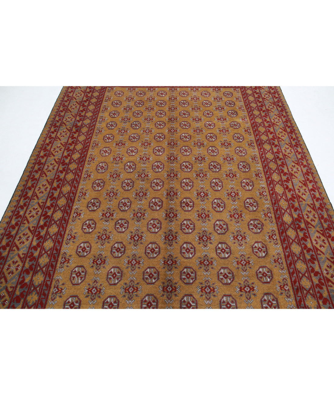 Revival 6'6'' X 9'3'' Hand-Knotted Wool Rug 6'6'' x 9'3'' (195 X 278) / Gold / Red