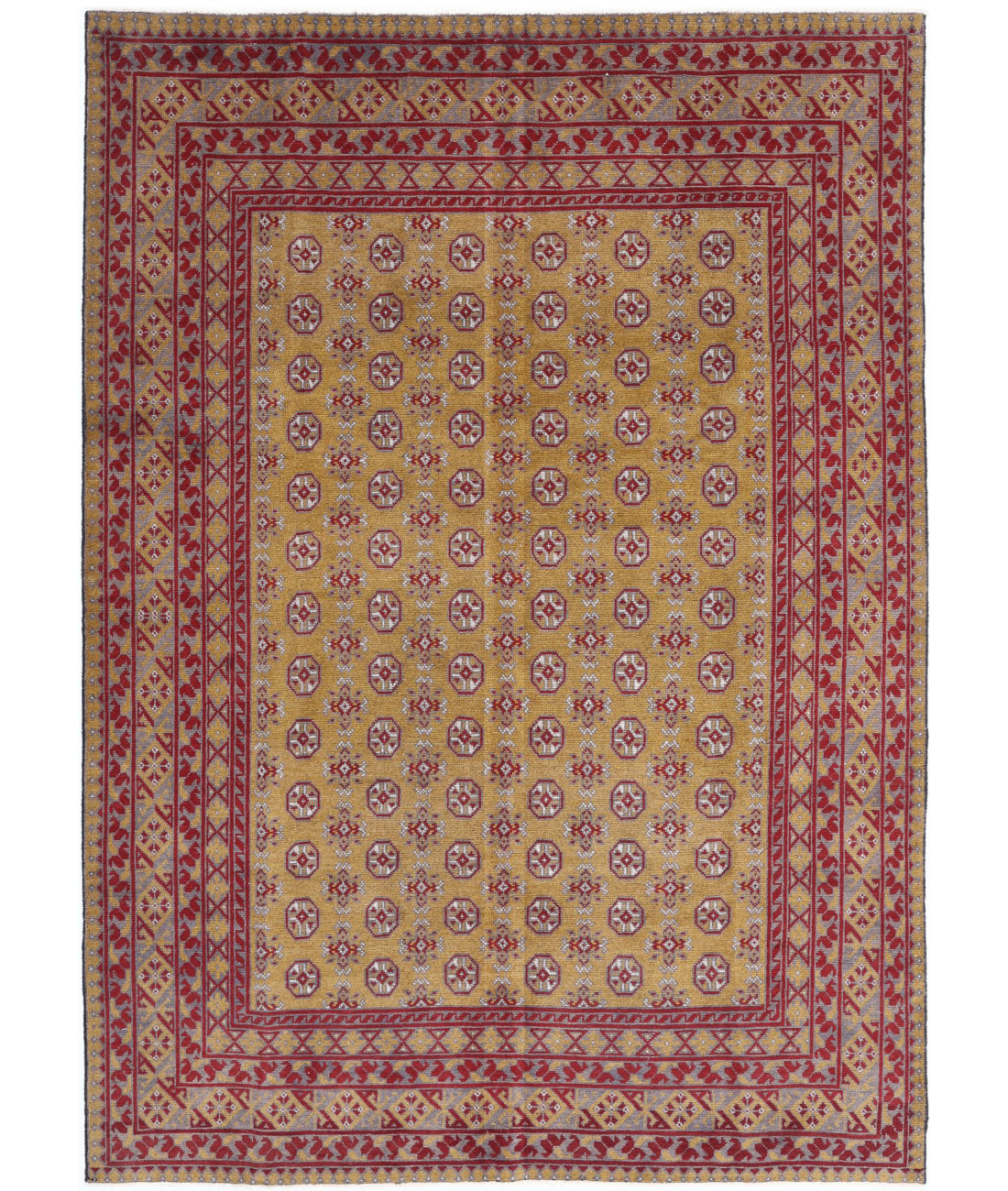 Revival 6'6'' X 9'3'' Hand-Knotted Wool Rug 6'6'' x 9'3'' (195 X 278) / Gold / Red