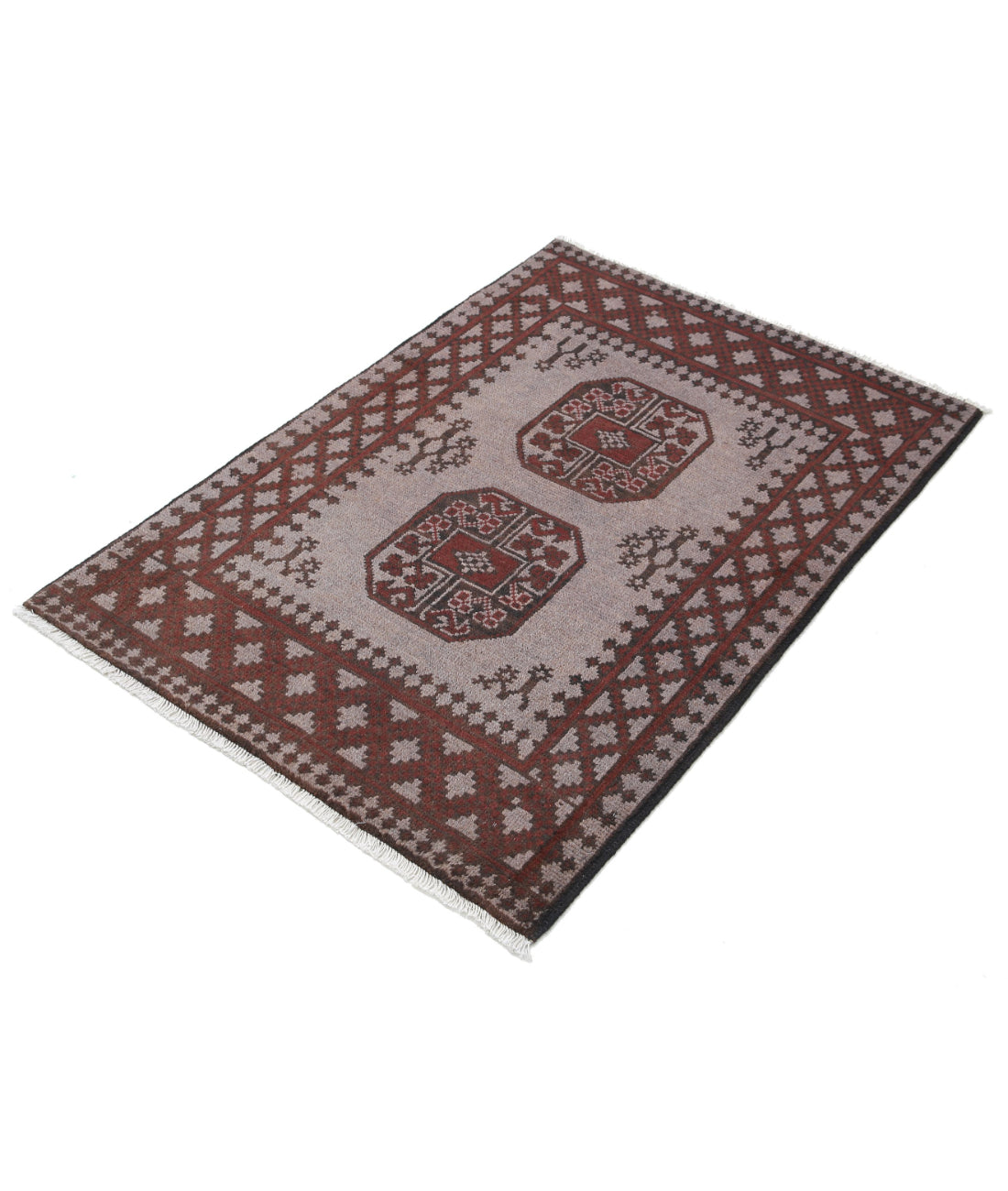 Revival 2'7'' X 3'10'' Hand-Knotted Wool Rug 2'7'' x 3'10'' (78 X 115) / Grey / Red