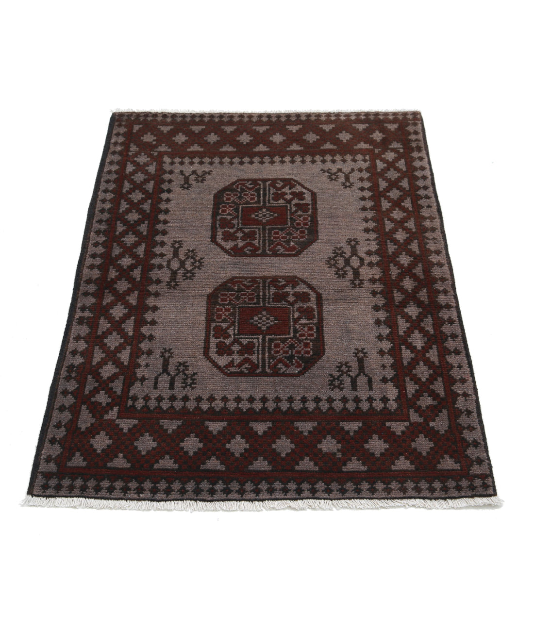 Revival 2'7'' X 3'10'' Hand-Knotted Wool Rug 2'7'' x 3'10'' (78 X 115) / Grey / Red