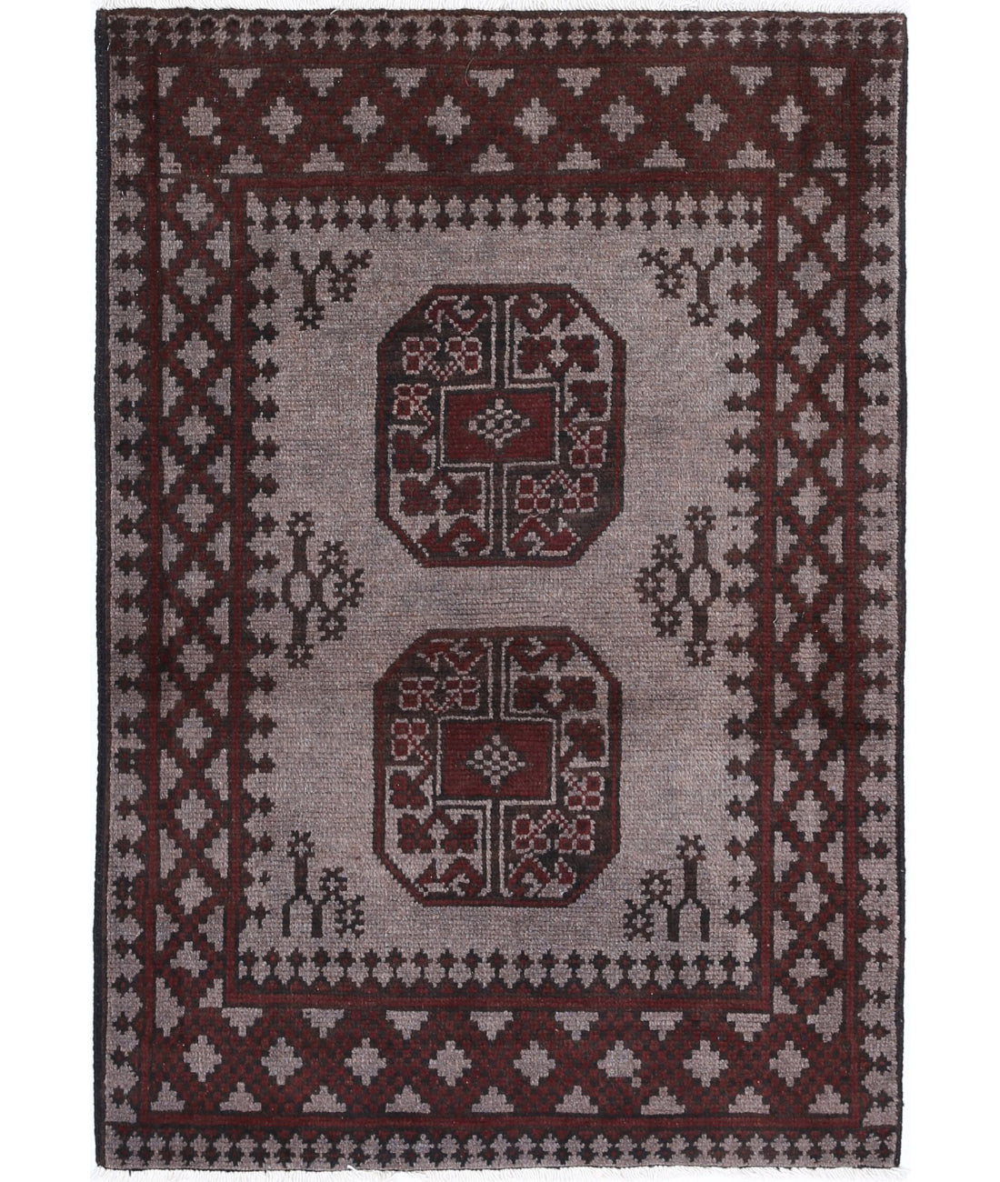 Revival 2'7'' X 3'10'' Hand-Knotted Wool Rug 2'7'' x 3'10'' (78 X 115) / Grey / Red