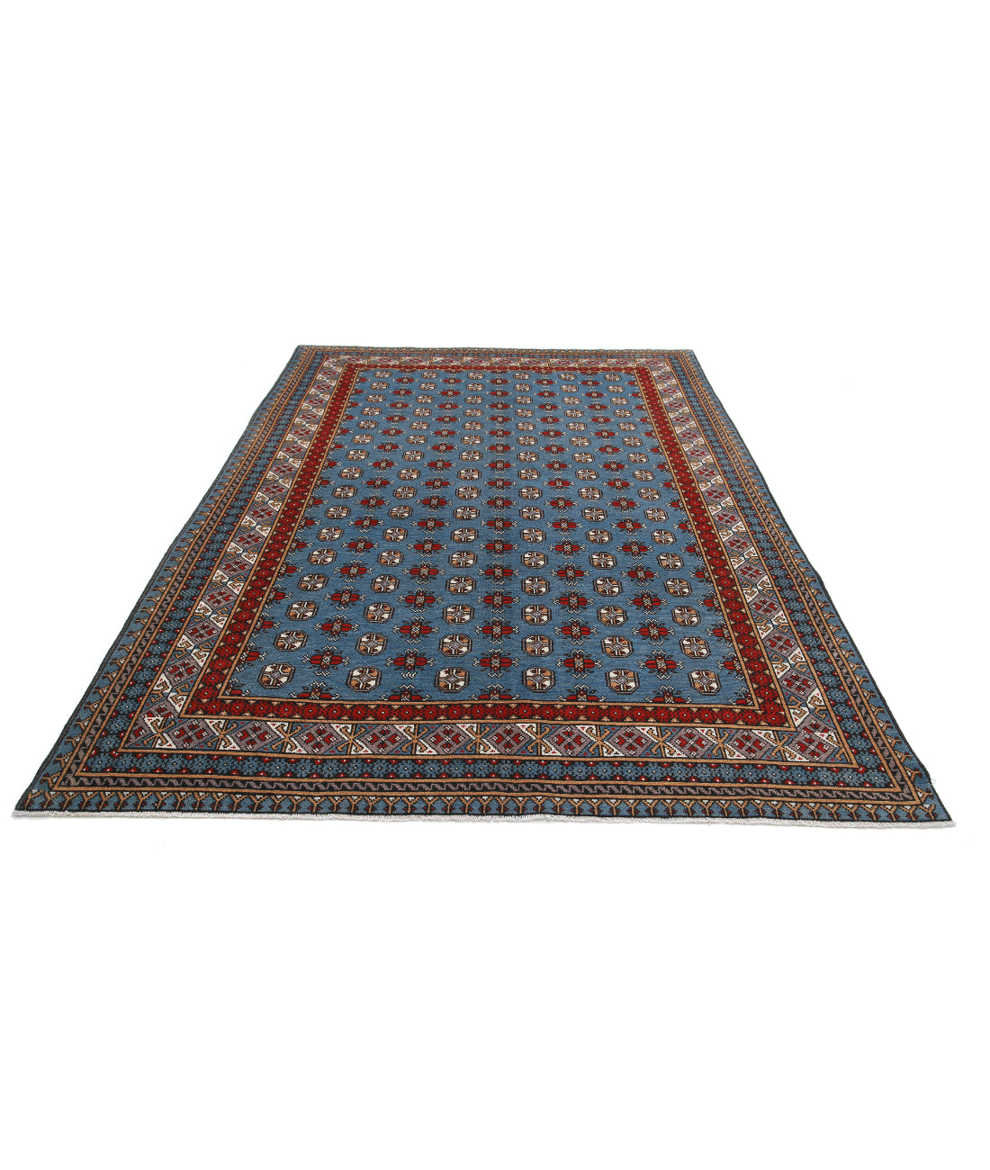 Revival 6'7'' X 9'8'' Hand-Knotted Wool Rug 6'7'' x 9'8'' (198 X 290) / Blue / Ivory