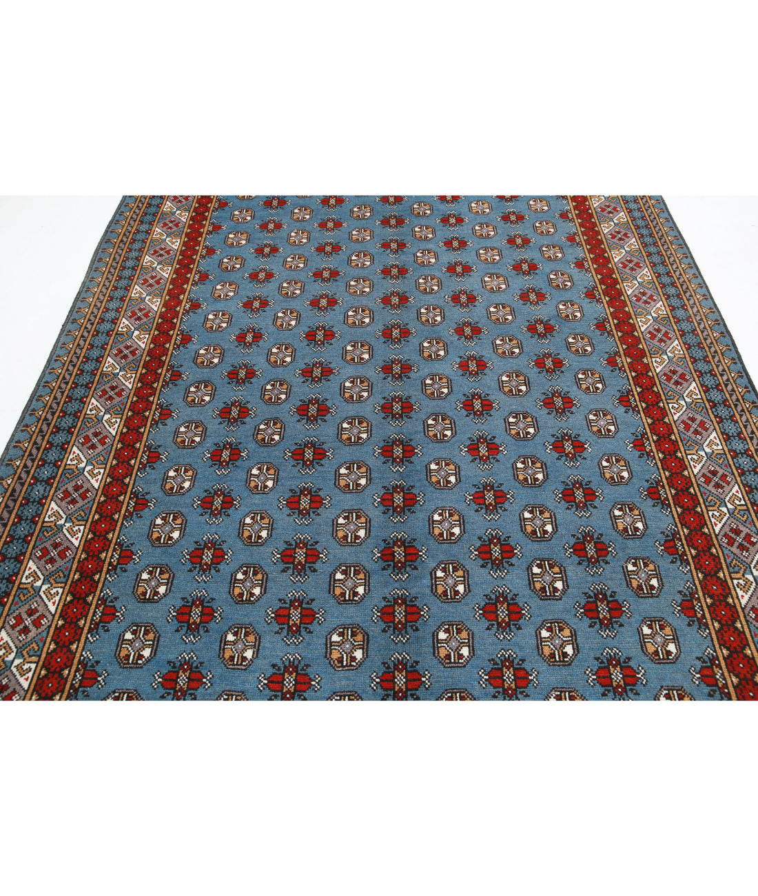 Revival 6'7'' X 9'8'' Hand-Knotted Wool Rug 6'7'' x 9'8'' (198 X 290) / Blue / Ivory