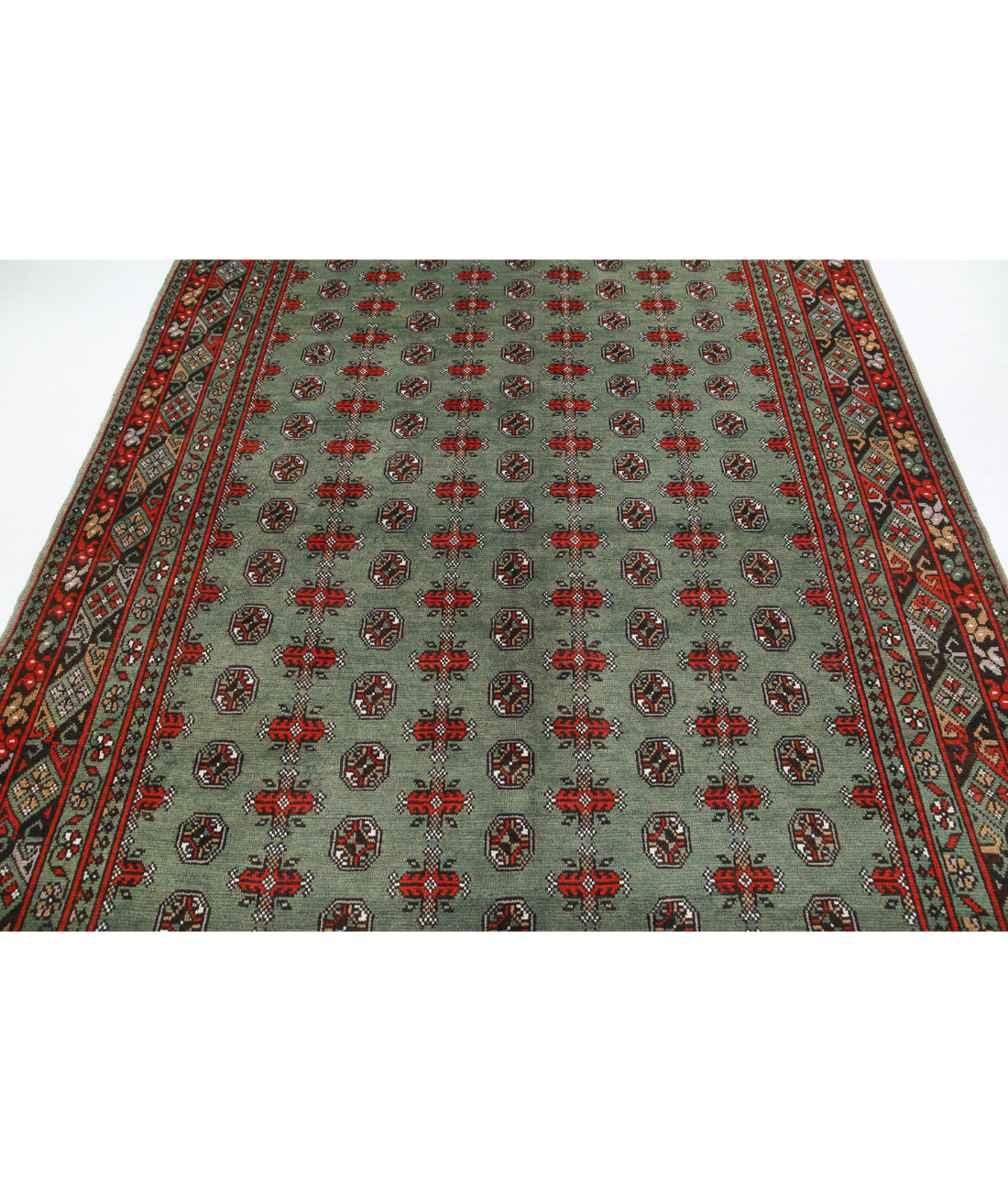 Revival 6'8'' X 9'5'' Hand-Knotted Wool Rug 6'8'' x 9'5'' (200 X 283) / Green / Black