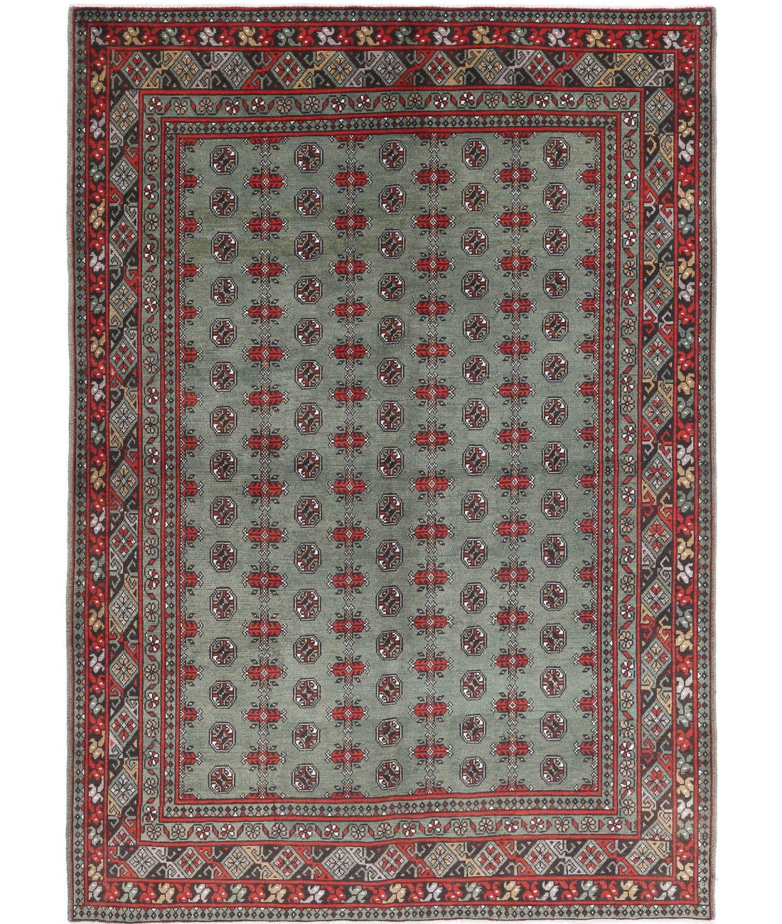 Revival 6'8'' X 9'5'' Hand-Knotted Wool Rug 6'8'' x 9'5'' (200 X 283) / Green / Black