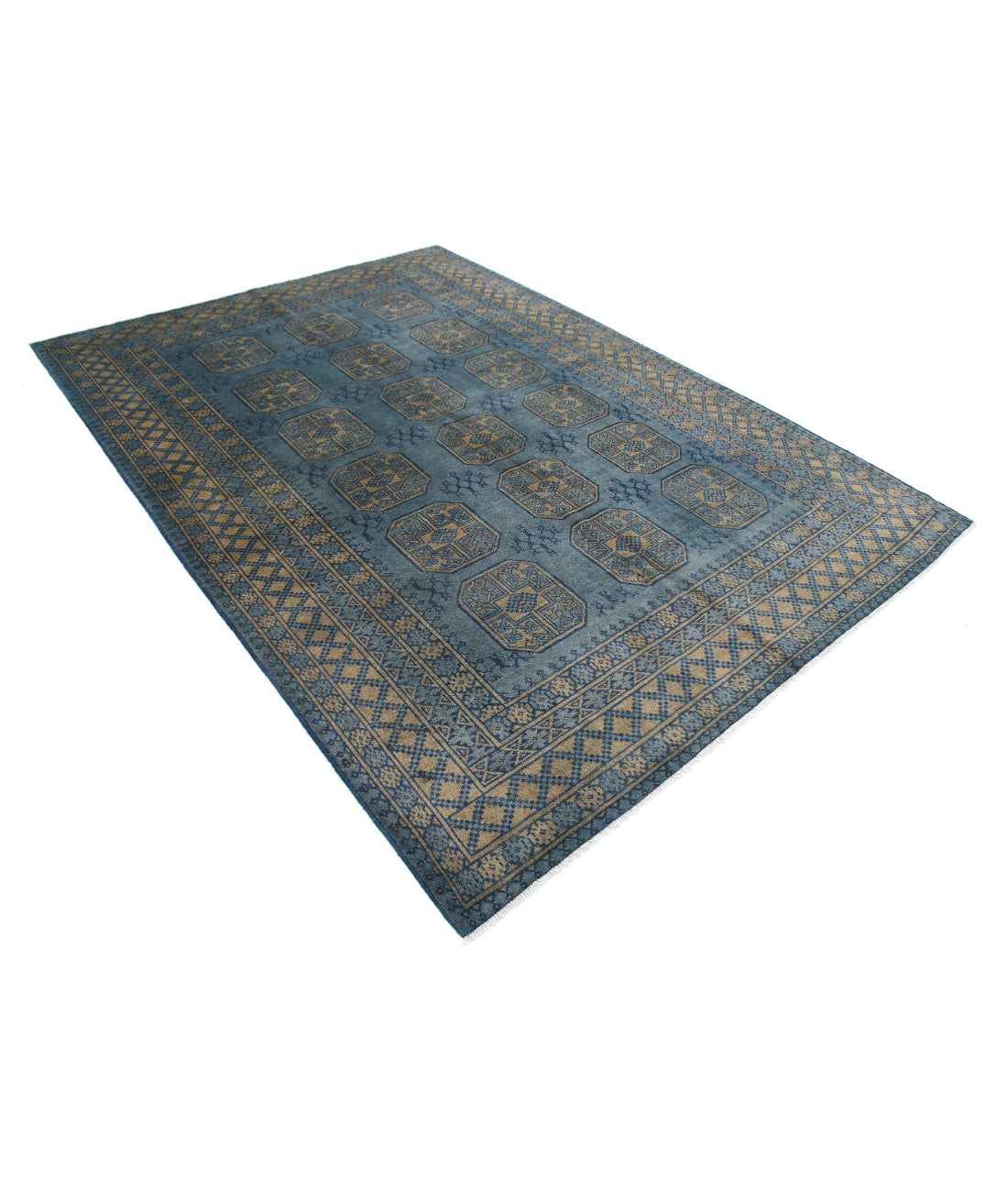 Revival 6'9'' X 9'5'' Hand-Knotted Wool Rug 6'9'' x 9'5'' (203 X 283) / Blue / Tan