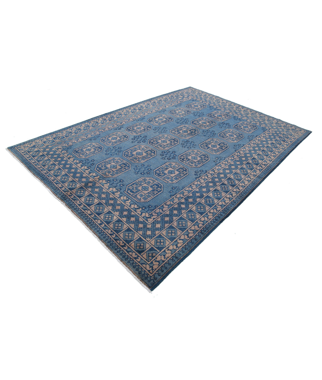 Revival 6'8'' X 9'5'' Hand-Knotted Wool Rug 6'8'' x 9'5'' (200 X 283) / Blue / Taupe