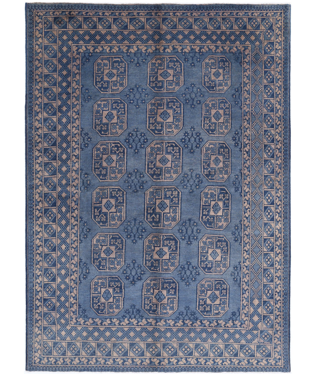 Revival 6'8'' X 9'5'' Hand-Knotted Wool Rug 6'8'' x 9'5'' (200 X 283) / Blue / Taupe