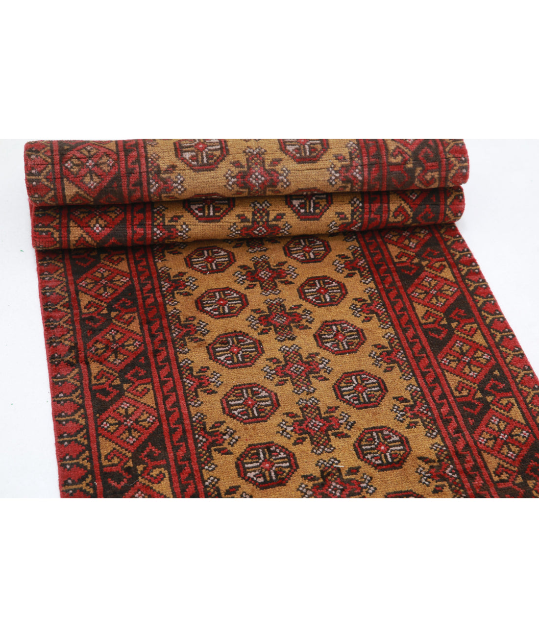 Revival 2'6'' X 12'5'' Hand-Knotted Wool Rug 2'6'' x 12'5'' (75 X 373) / Green / Red