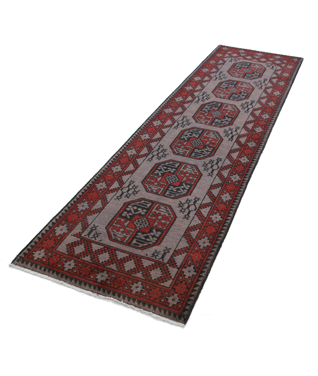 Revival 2'8'' X 12'6'' Hand-Knotted Wool Rug 2'8'' x 12'6'' (80 X 375) / Tan / Red