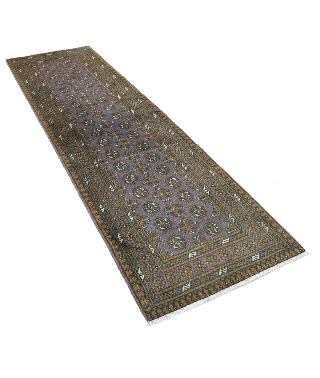 Revival 2'9'' X 9'6'' Hand-Knotted Wool Rug 2'9'' x 9'6'' (83 X 285) / Purple / Green