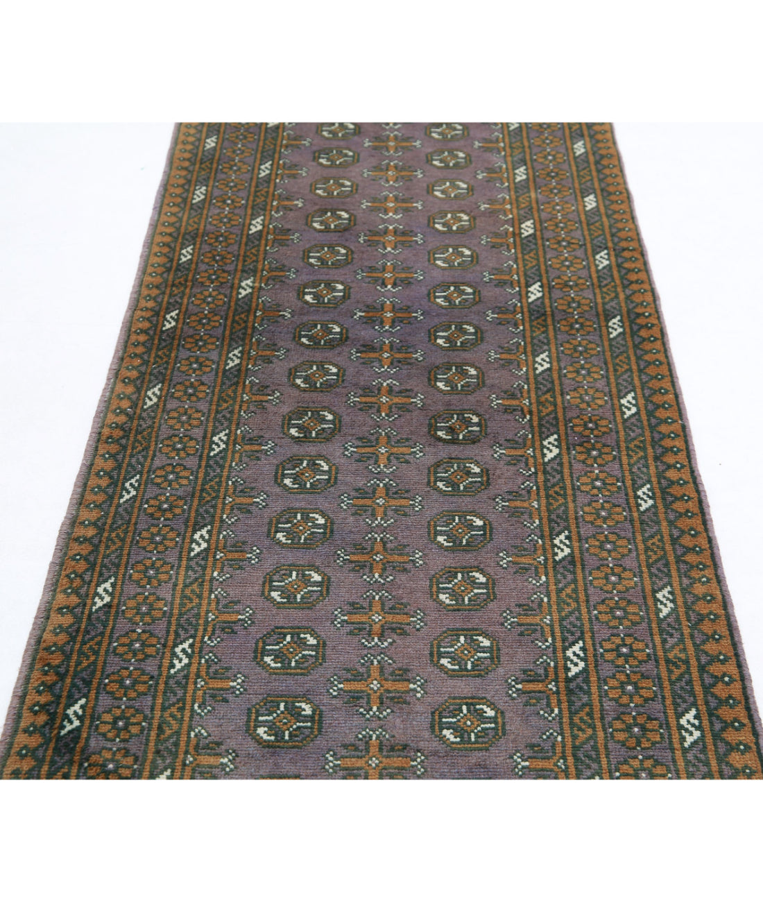 Revival 2'9'' X 9'6'' Hand-Knotted Wool Rug 2'9'' x 9'6'' (83 X 285) / Purple / Green