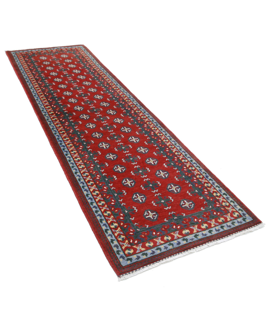 Revival 2'10'' X 9'8'' Hand-Knotted Wool Rug 2'10'' x 9'8'' (85 X 290) / Red / Green