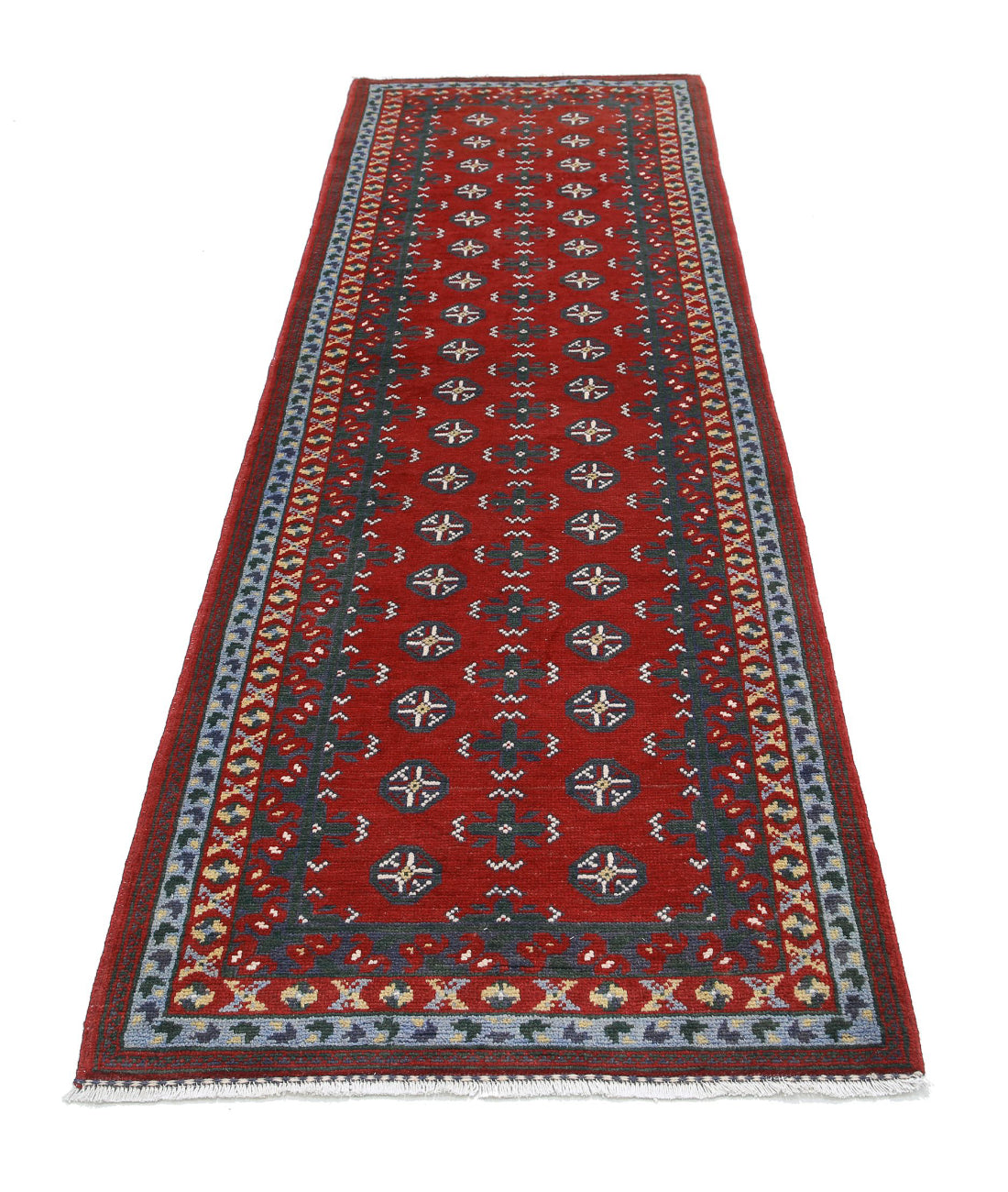 Revival 2'10'' X 9'8'' Hand-Knotted Wool Rug 2'10'' x 9'8'' (85 X 290) / Red / Green