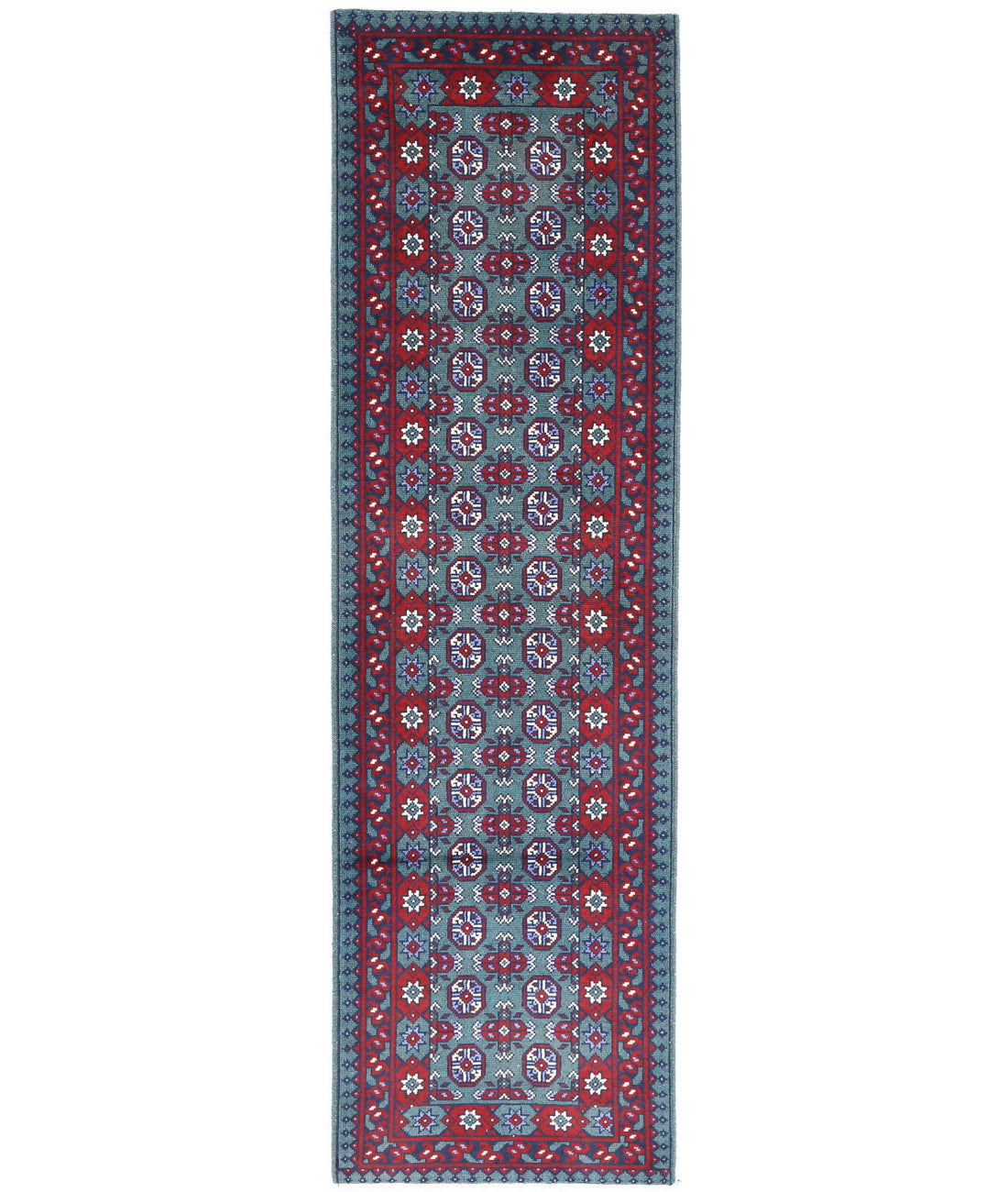 Revival 2'8'' X 9'3'' Hand-Knotted Wool Rug 2'8'' x 9'3'' (80 X 278) / Green / Red