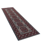 Revival 2'8'' X 9'3'' Hand-Knotted Wool Rug 2'8'' x 9'3'' (80 X 278) / Grey / Red