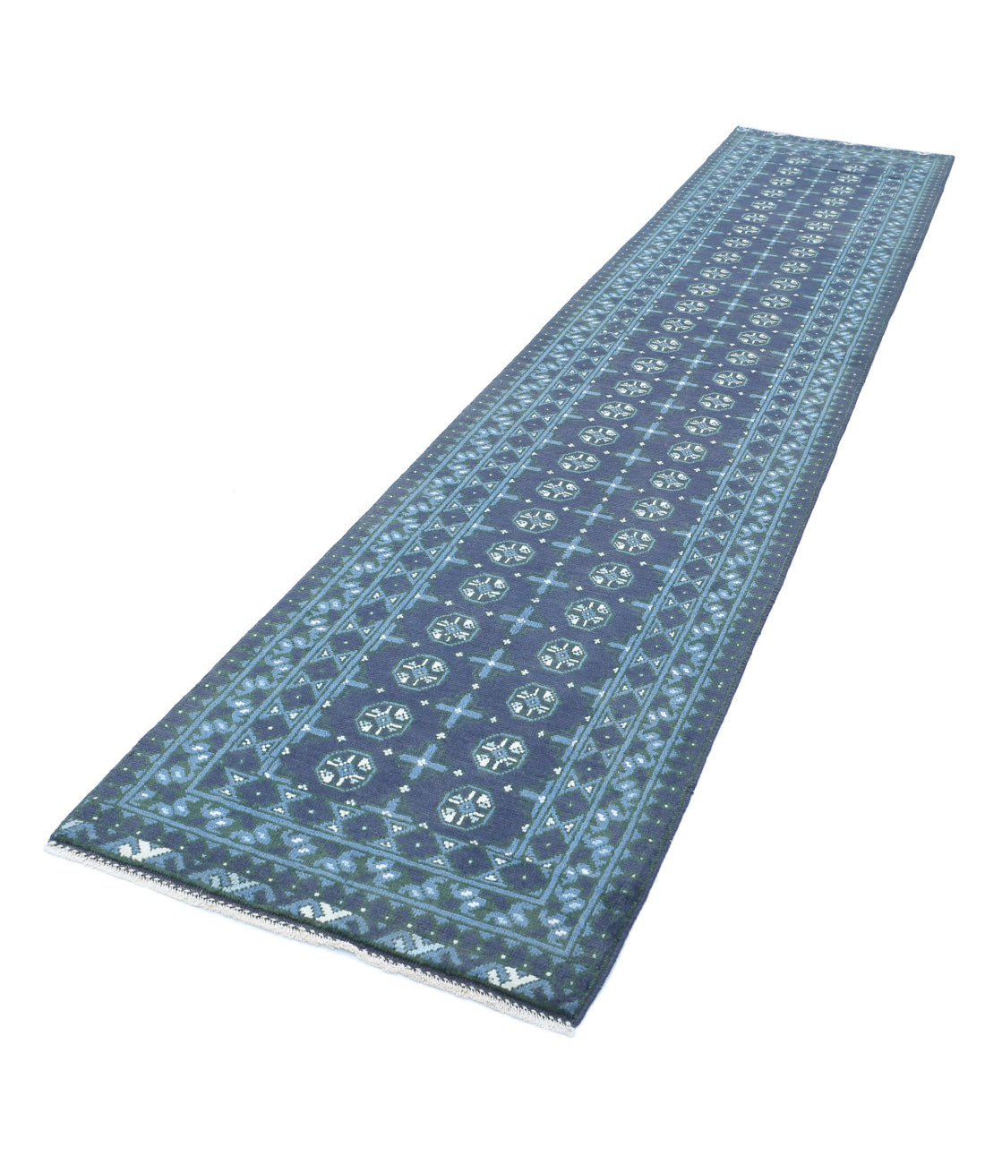 Revival 2'9'' X 12'9'' Hand-Knotted Wool Rug 2'9'' x 12'9'' (83 X 383) / Blue / Green