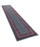 Revival 2'7'' X 12'7'' Hand-Knotted Wool Rug 2'7'' x 12'7'' (78 X 378) / Blue / Black