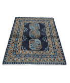 Revival 3'4'' X 4'9'' Hand-Knotted Wool Rug 3'4'' x 4'9'' (100 X 143) / Blue / Ivory