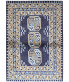 Revival 3'4'' X 4'9'' Hand-Knotted Wool Rug 3'4'' x 4'9'' (100 X 143) / Blue / Ivory