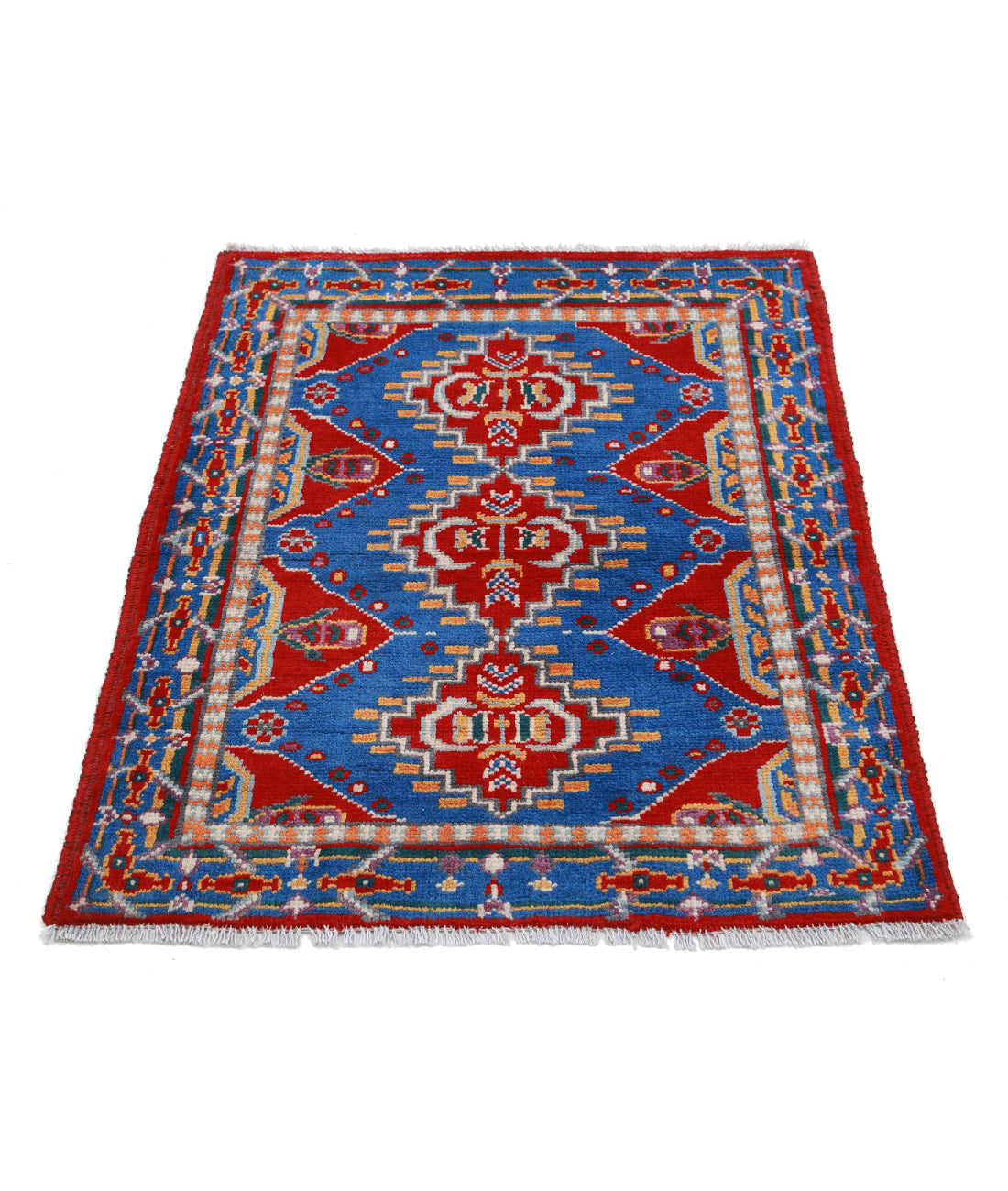 Revival 2'10'' X 3'8'' Hand-Knotted Wool Rug 2'10'' x 3'8'' (85 X 110) / Red / Blue