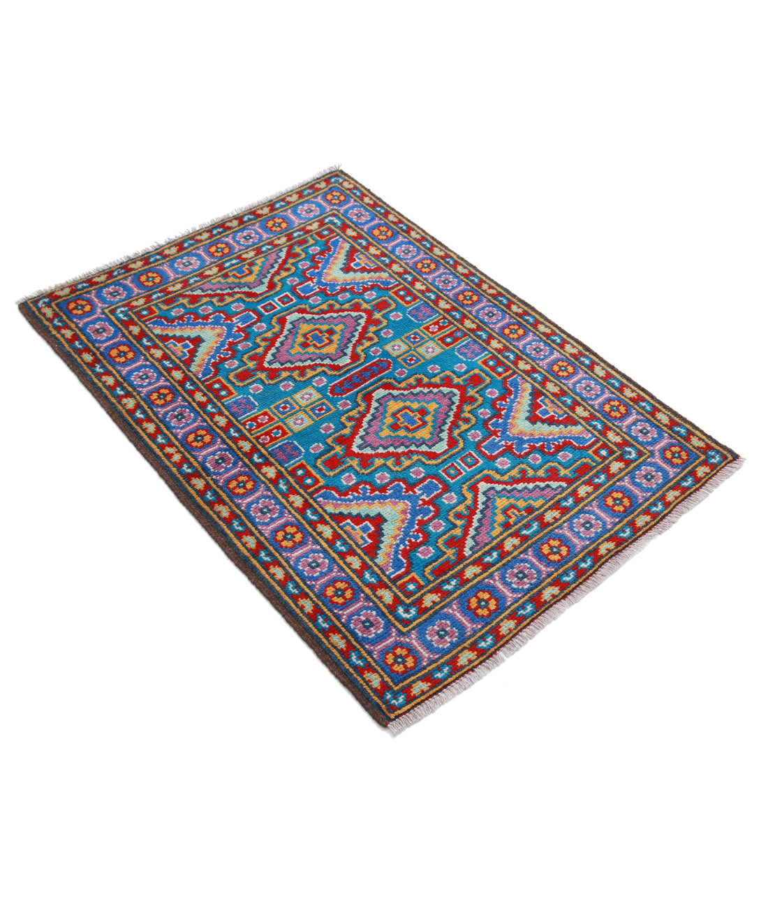 Revival 2'9'' X 4'0'' Hand-Knotted Wool Rug 2'9'' x 4'0'' (83 X 120) / Teal / Blue