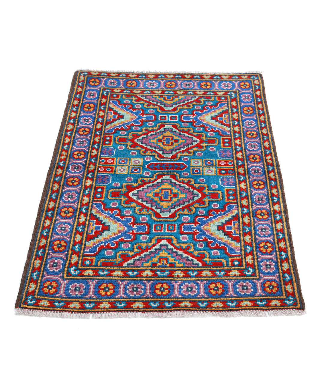 Revival 2'9'' X 4'0'' Hand-Knotted Wool Rug 2'9'' x 4'0'' (83 X 120) / Teal / Blue