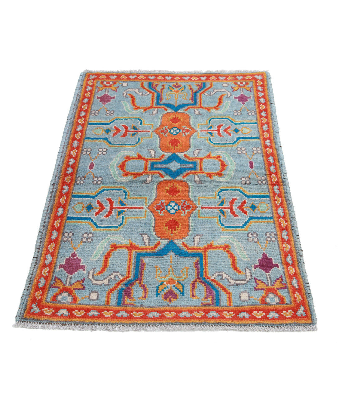 Revival 2'8'' X 4'0'' Hand-Knotted Wool Rug 2'8'' x 4'0'' (80 X 120) / Blue / Red