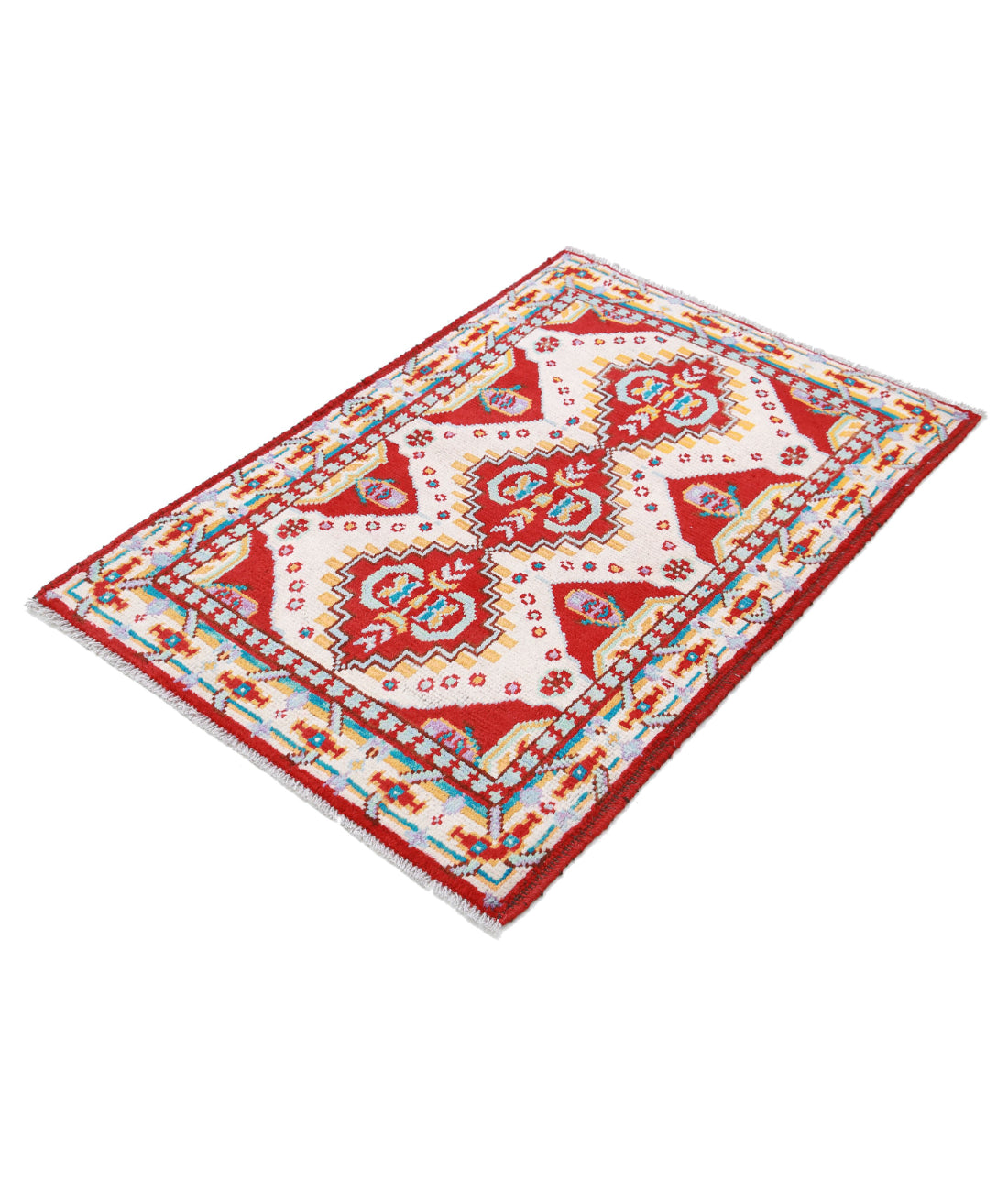 Revival 2'8'' X 3'11'' Hand-Knotted Wool Rug 2'8'' x 3'11'' (80 X 118) / Ivory / Red