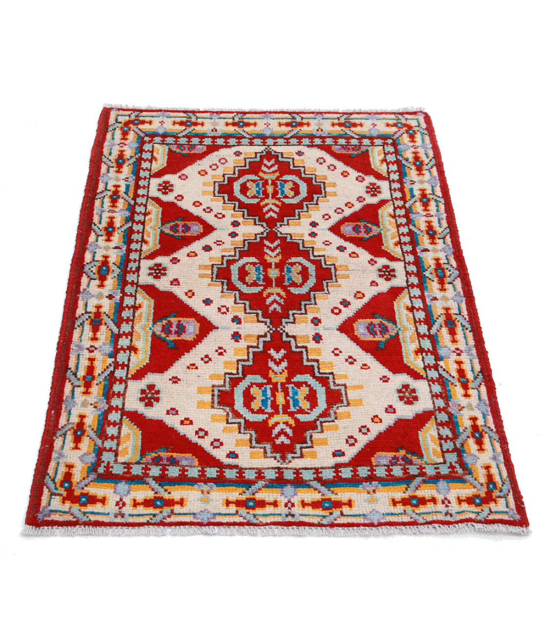 Revival 2'8'' X 3'11'' Hand-Knotted Wool Rug 2'8'' x 3'11'' (80 X 118) / Ivory / Red