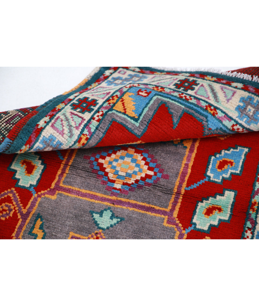 Revival 2'8'' X 4'2'' Hand-Knotted Wool Rug 2'8'' x 4'2'' (80 X 125) / Red / Teal