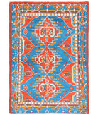 Revival 2'8'' X 3'11'' Hand-Knotted Wool Rug 2'8'' x 3'11'' (80 X 118) / Rust / Teal