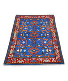 Revival 2'8'' X 4'1'' Hand-Knotted Wool Rug 2'8'' x 4'1'' (80 X 123) / Blue / Red